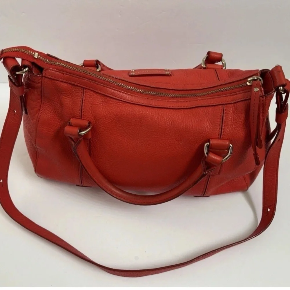 Kate Spade Handbag Tote Red Orange Shoulderbag Leather Purse